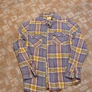 Eddie BauerCasual Plaid  Flannel Shirt - Blue, Yellow, Pink Size Medium